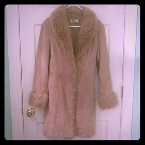 Buckskin knee length suede leather jacket